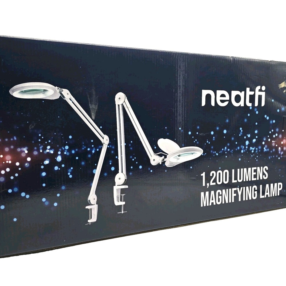 Neatfi LED Magnifying Lamp 5" 5-Diopter Glass Lens 1200LM Dimmable Clamp Light